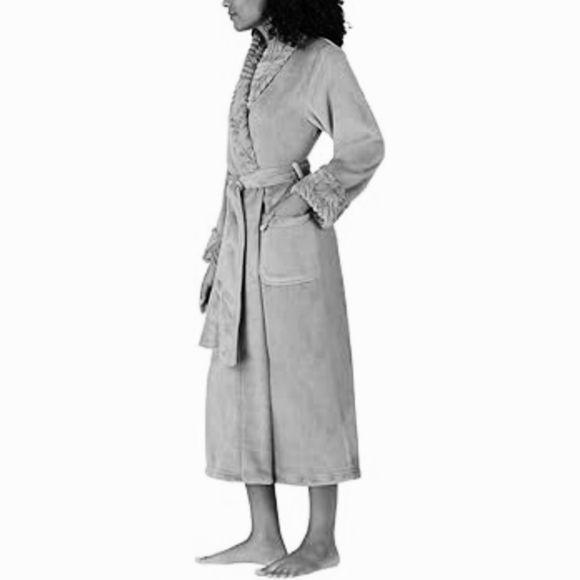 Carole Hochman Plush Robe Women's Medium Grey Sleepwear Lounge Robe New! - Picture 4 of 11